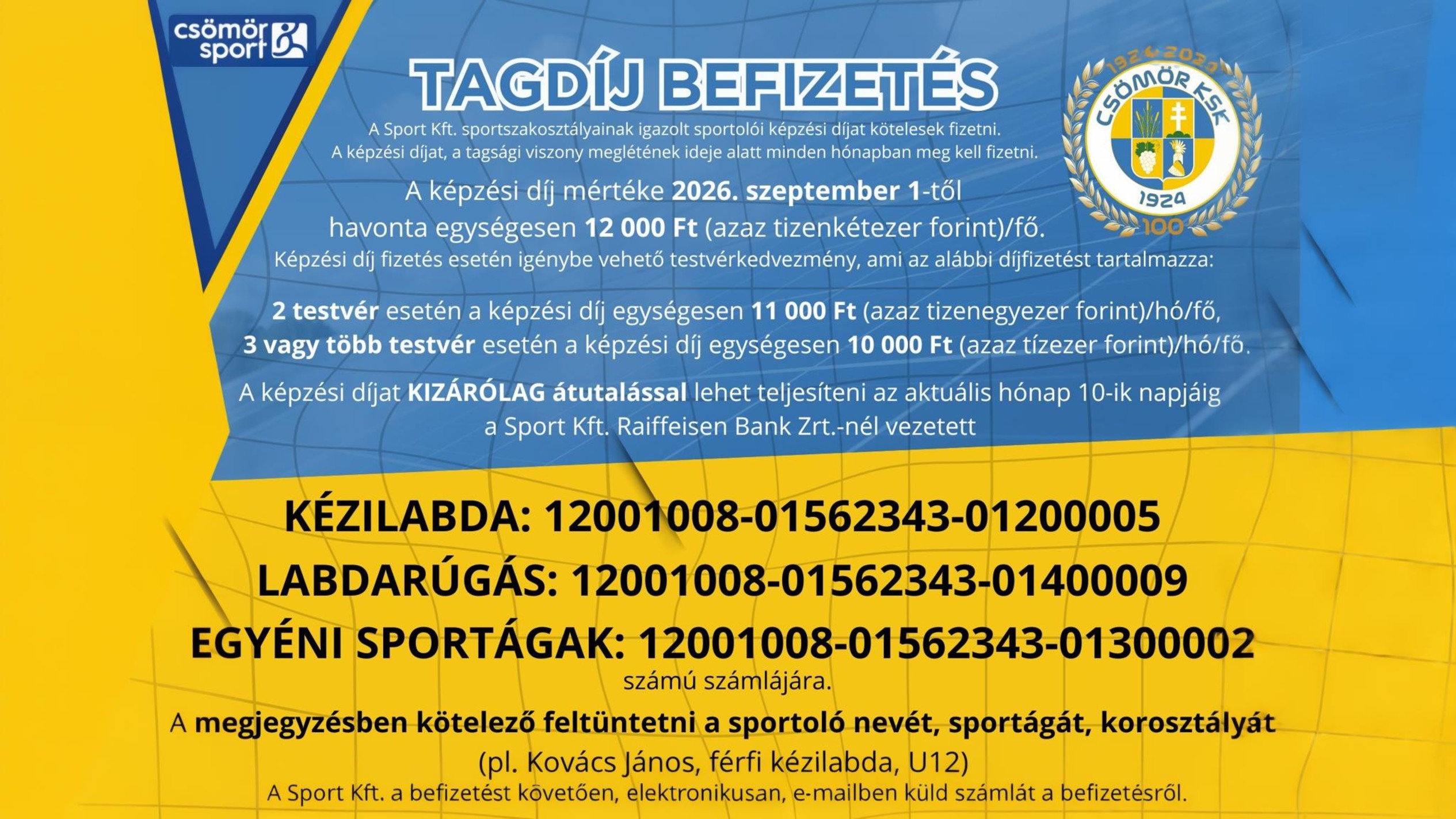 Változás a tagdíjbefizetésben